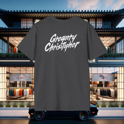Gregory Christopher Graphic T-Shirt — Minimal Logo Pocket & Script Back
