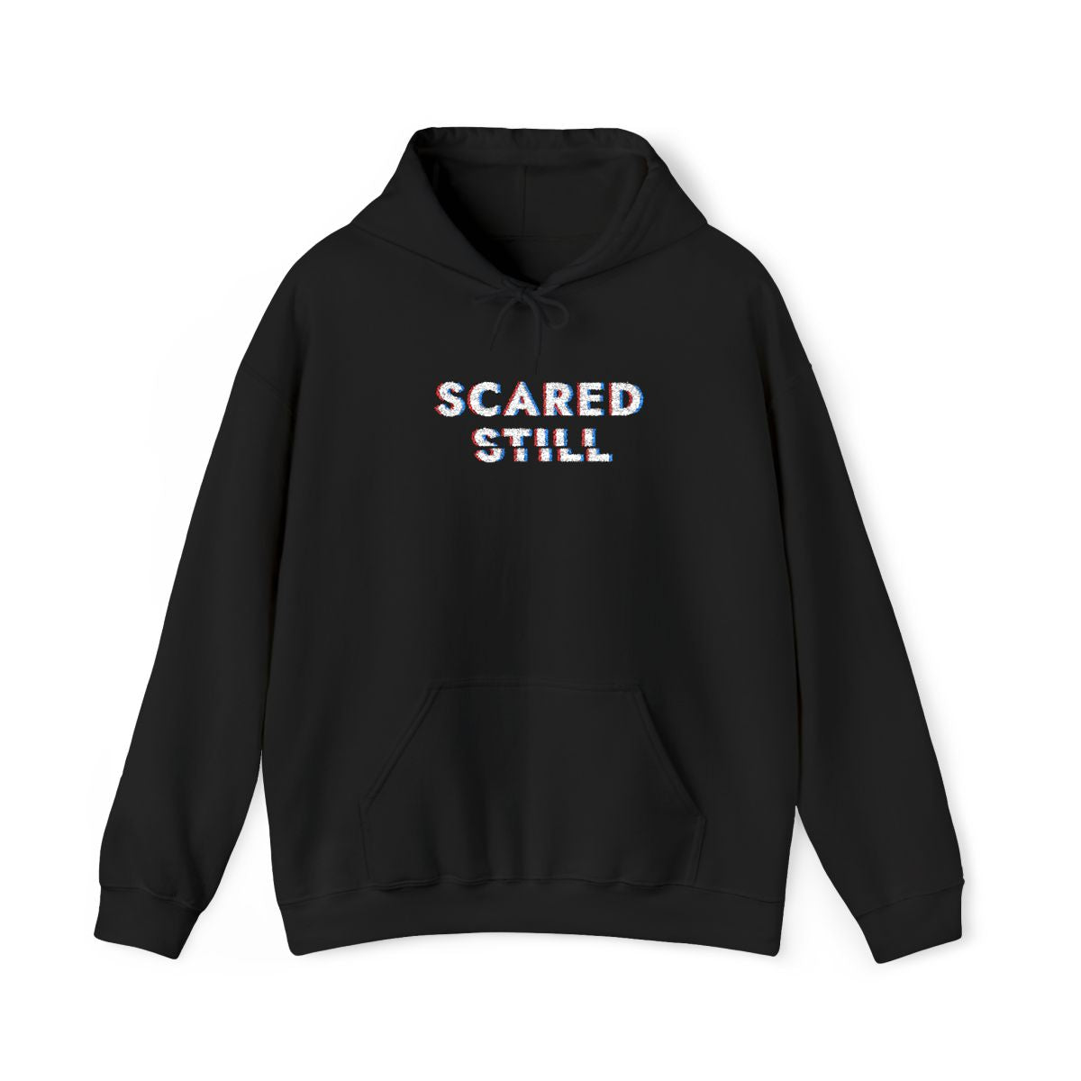 SCARED STILL embroidered hoodie in black, front